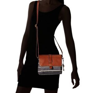 FOSSIL Kinley leather and canvas crossbody